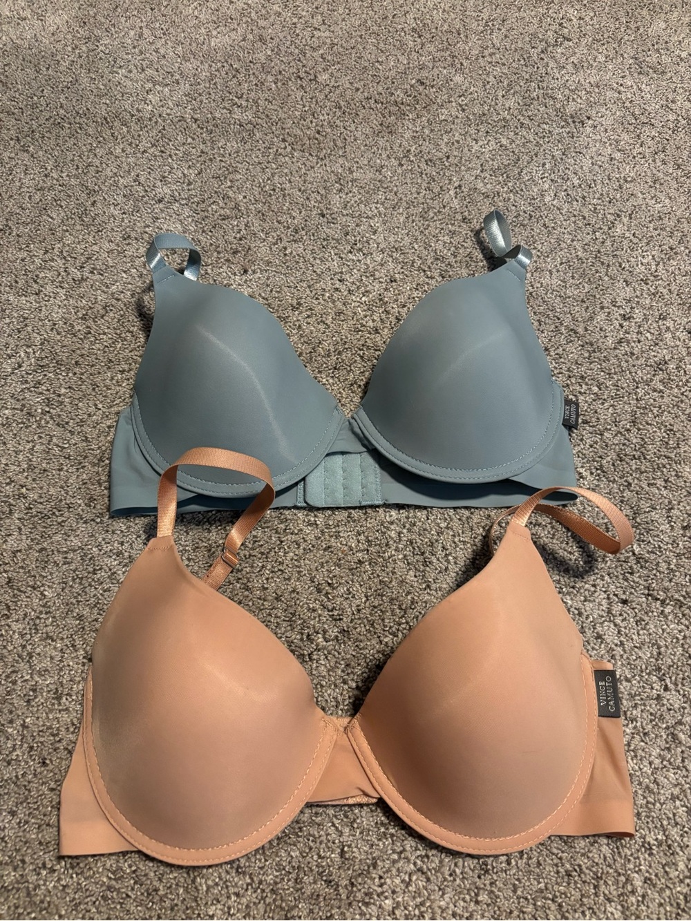 Vince Camuto Two-Pack Smooth Molded Bras in Dusty Blue and Nude
